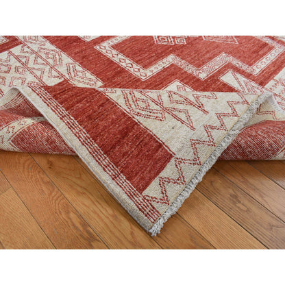 Oushak And Peshawar Wool Hand Knotted Rug Red No Border 8.1X10.0 -O087048
