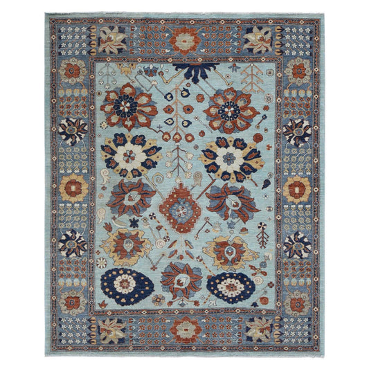 Oushak And Peshawar Wool Hand Knotted Rug Grey Gray 8.2X10.0 -O087053