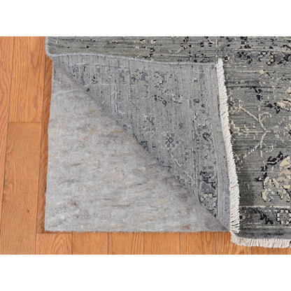 Transitional Wool & Silk Hand Knotted Rug Grey Gray 8.3X10.1 -O087055