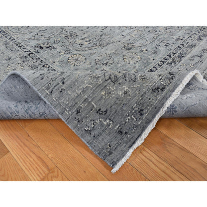 Transitional Wool & Silk Hand Knotted Rug Grey Gray 8.3X10.1 -O087055