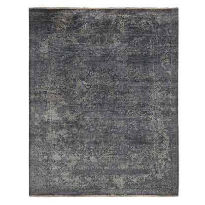 Modern and Contemporary Wool & Silk Hand Knotted Rug Grey No Border 8.0X10.0 -O087057