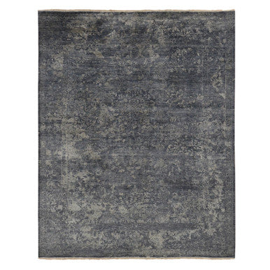 Modern and Contemporary Wool & Silk Hand Knotted Rug Grey No Border 8.0X10.0 -O087057