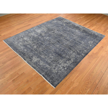 Modern and Contemporary Wool & Silk Hand Knotted Rug Grey No Border 8.0X10.0 -O087057