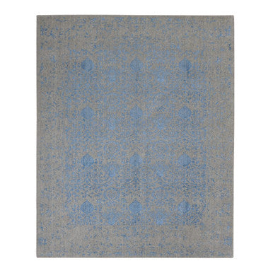 Modern and Contemporary Wool Hand Loomed Rug Blue No Border 7.10X9.9 -O087058