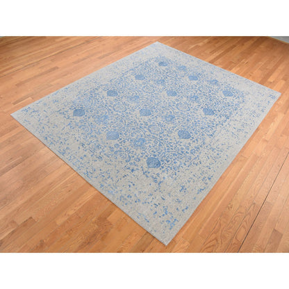 Modern and Contemporary Wool Hand Loomed Rug Blue No Border 7.10X9.9 -O087058