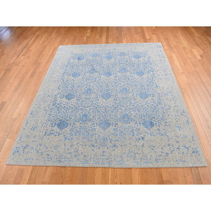 Modern and Contemporary Wool Hand Loomed Rug Blue No Border 7.10X9.9 -O087058