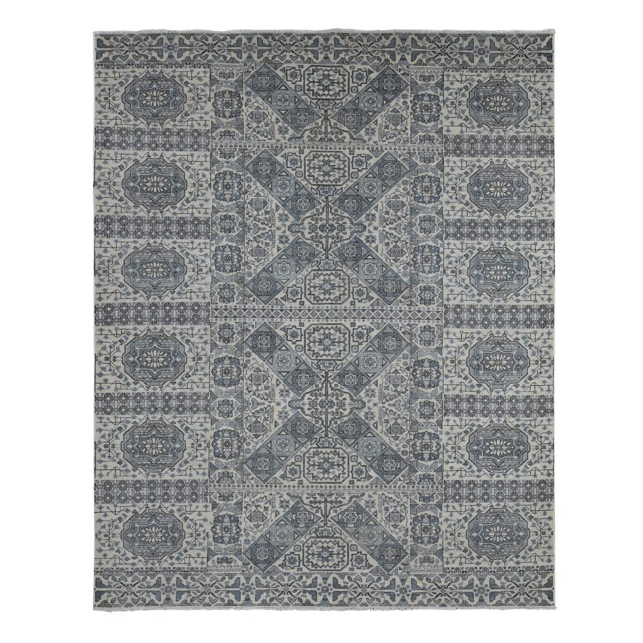 Gray 8'2" x 10'5" Mamluk Hand knotted Wool Rug - Sku: O087059