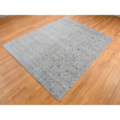 Modern and Contemporary Wool & Silk Hand Knotted Rug Grey No Border 7.10X10.2 -O087060