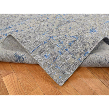 Modern and Contemporary Wool & Silk Hand Knotted Rug Grey No Border 7.10X10.2 -O087060