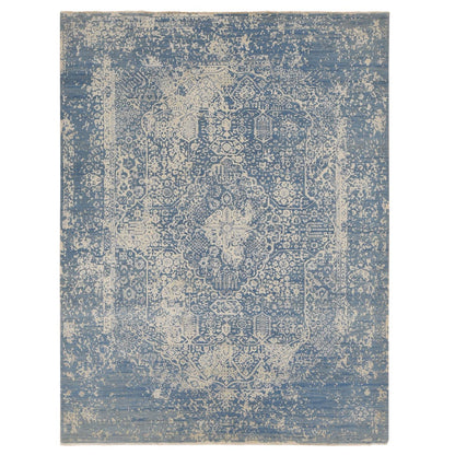 Transitional Wool & Silk Hand Knotted Rug Blue Blue 9.2X12.1 -O087063