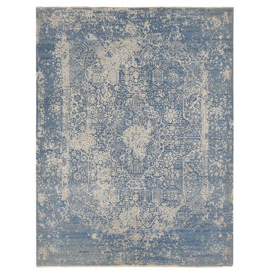 Transitional Wool & Silk Hand Knotted Rug Blue Blue 9.2X12.1 -O087063