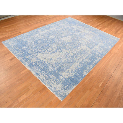 Transitional Wool & Silk Hand Knotted Rug Blue Blue 9.2X12.1 -O087063