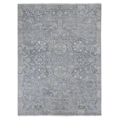 Oushak And Peshawar Wool & Silk Hand Knotted Rug Grey Gray 9.0X12.0 -O087065