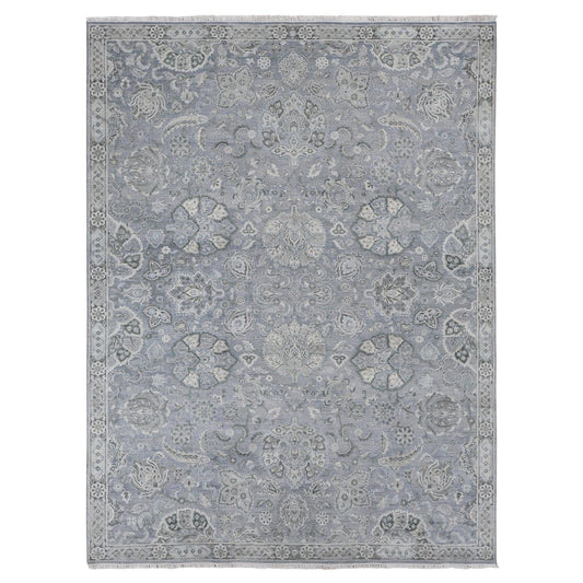 Oushak And Peshawar Wool & Silk Hand Knotted Rug Grey Gray 9.0X12.0 -O087065