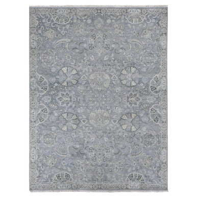 Oushak And Peshawar Wool & Silk Hand Knotted Rug Grey Gray 9.0X12.0 -O087065