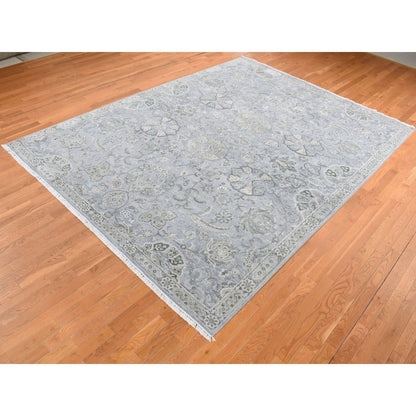 Oushak And Peshawar Wool & Silk Hand Knotted Rug Grey Gray 9.0X12.0 -O087065