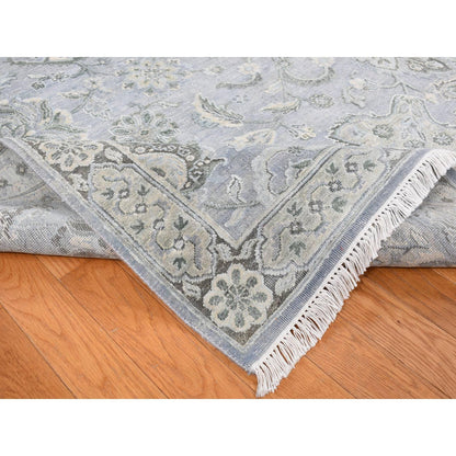 Oushak And Peshawar Wool & Silk Hand Knotted Rug Grey Gray 9.0X12.0 -O087065