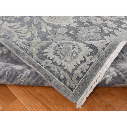 Oushak And Peshawar Wool & Silk Hand Knotted Rug Grey Gray 9.0X12.4 -O087070