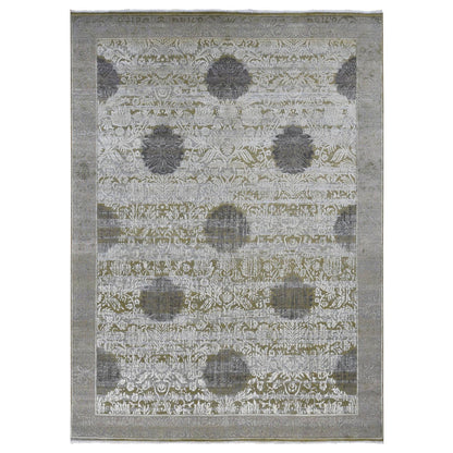 Wool and Silk Wool & Silk Hand Knotted Rug Green Gray 8.9X12.1 -O087071