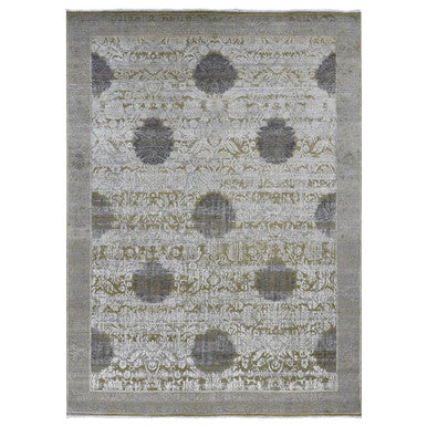 Wool and Silk Wool & Silk Hand Knotted Rug Green Gray 8.9X12.1 -O087071