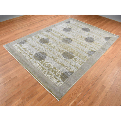 Wool and Silk Wool & Silk Hand Knotted Rug Green Gray 8.9X12.1 -O087071