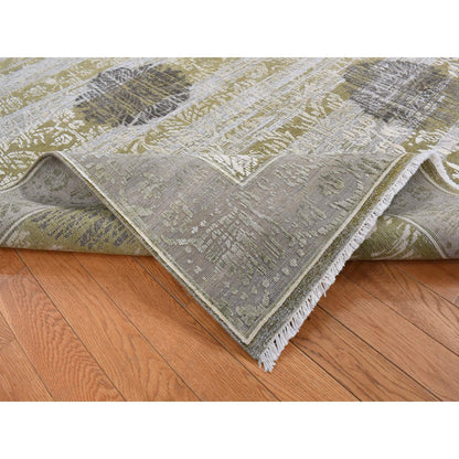 Wool and Silk Wool & Silk Hand Knotted Rug Green Gray 8.9X12.1 -O087071