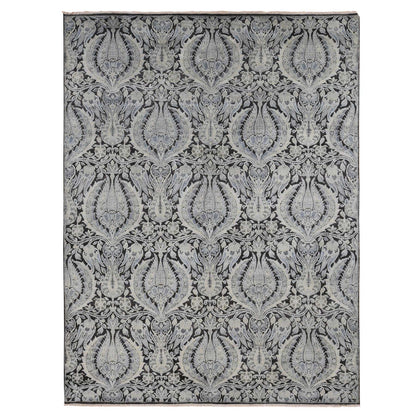Wool and Silk Wool & Silk Hand Knotted Rug Grey No Border 9.0X12.2 -O087072