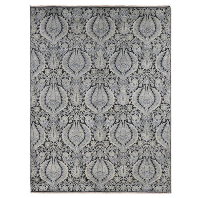 Wool and Silk Wool & Silk Hand Knotted Rug Grey No Border 9.0X12.2 -O087072