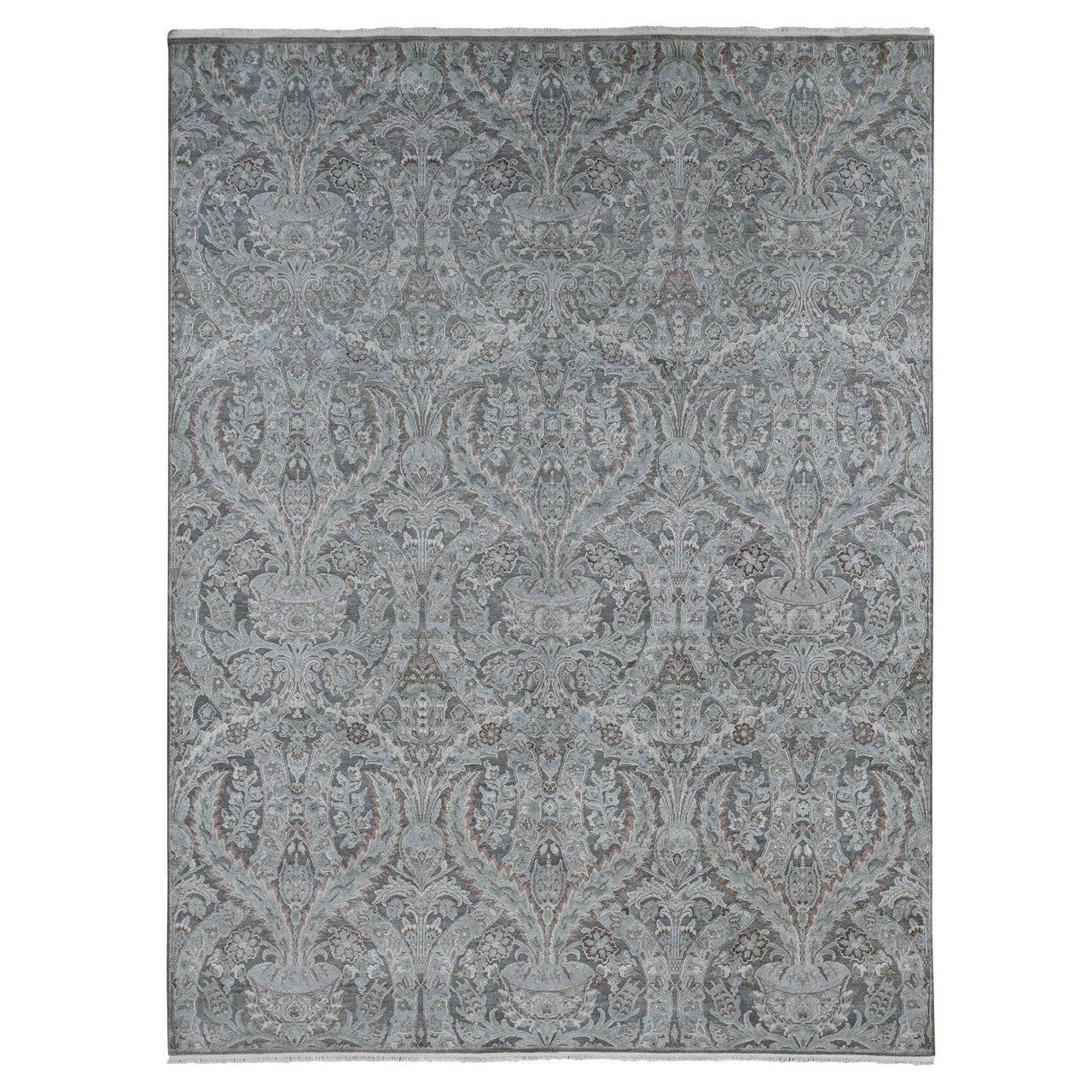 Gray 9'0" x 12'2" Oushak And Peshawar Hand knotted Wool Rug - Sku: O087073