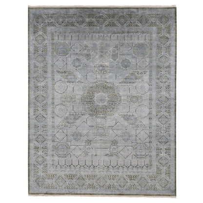 Mamluk Wool & Silk Hand Knotted Rug Grey Gray 9.0X11.7 -O087075