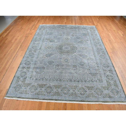 Mamluk Wool & Silk Hand Knotted Rug Grey Gray 9.0X11.7 -O087075