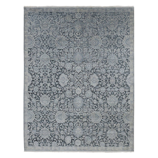 Oushak And Peshawar Wool & Silk Hand Knotted Rug Grey Gray 9.0X11.8 -O087076