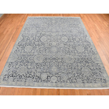 Oushak And Peshawar Wool & Silk Hand Knotted Rug Grey Gray 9.0X11.8 -O087076