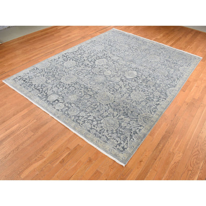 Oushak And Peshawar Wool & Silk Hand Knotted Rug Grey Gray 9.0X11.8 -O087076