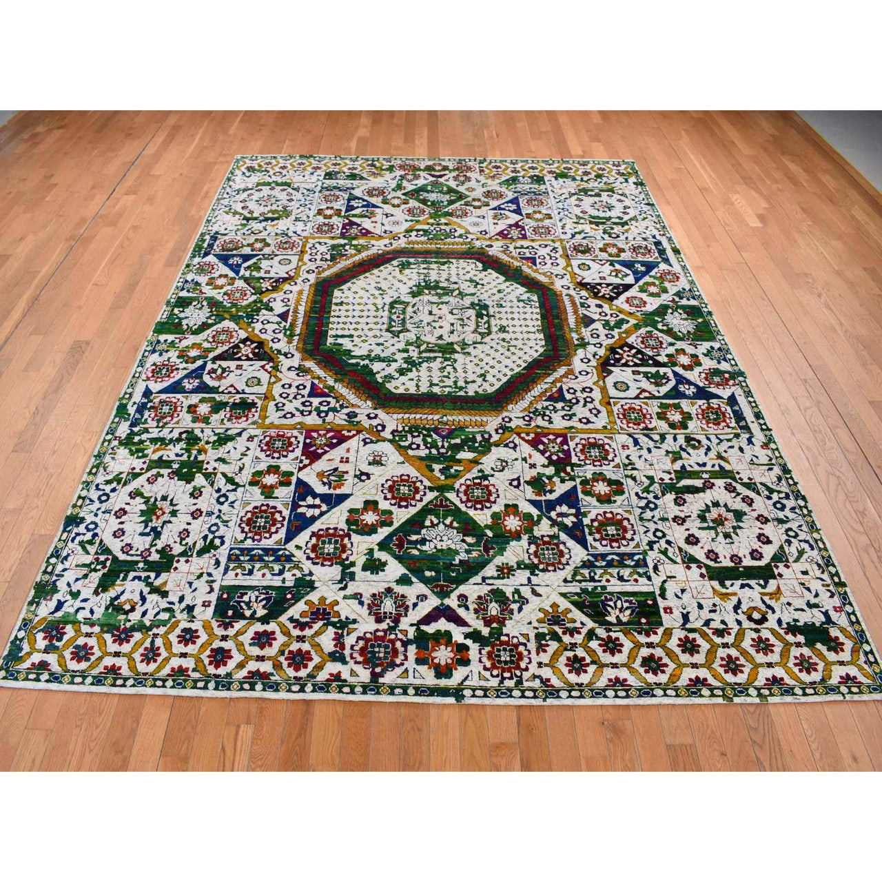 Ivory 9'0" x 12'1" Mamluk & Sari Hand knotted Wool/Silk Rug - Sku: O087080