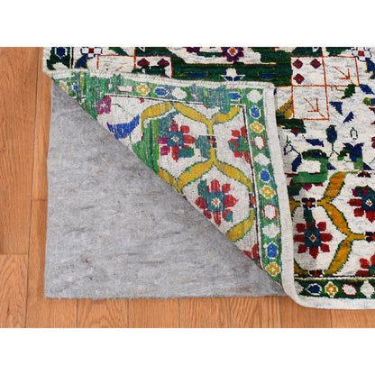 Mamluk Wool & Sari Silk Hand Knotted Rug Ivory No Border 9.0X12.1 -O087080