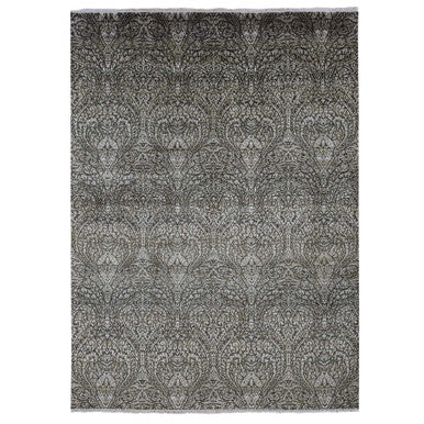 Modern and Contemporary Wool & Silk Hand Knotted Rug Grey No Border 8.8X12.3 -O087081