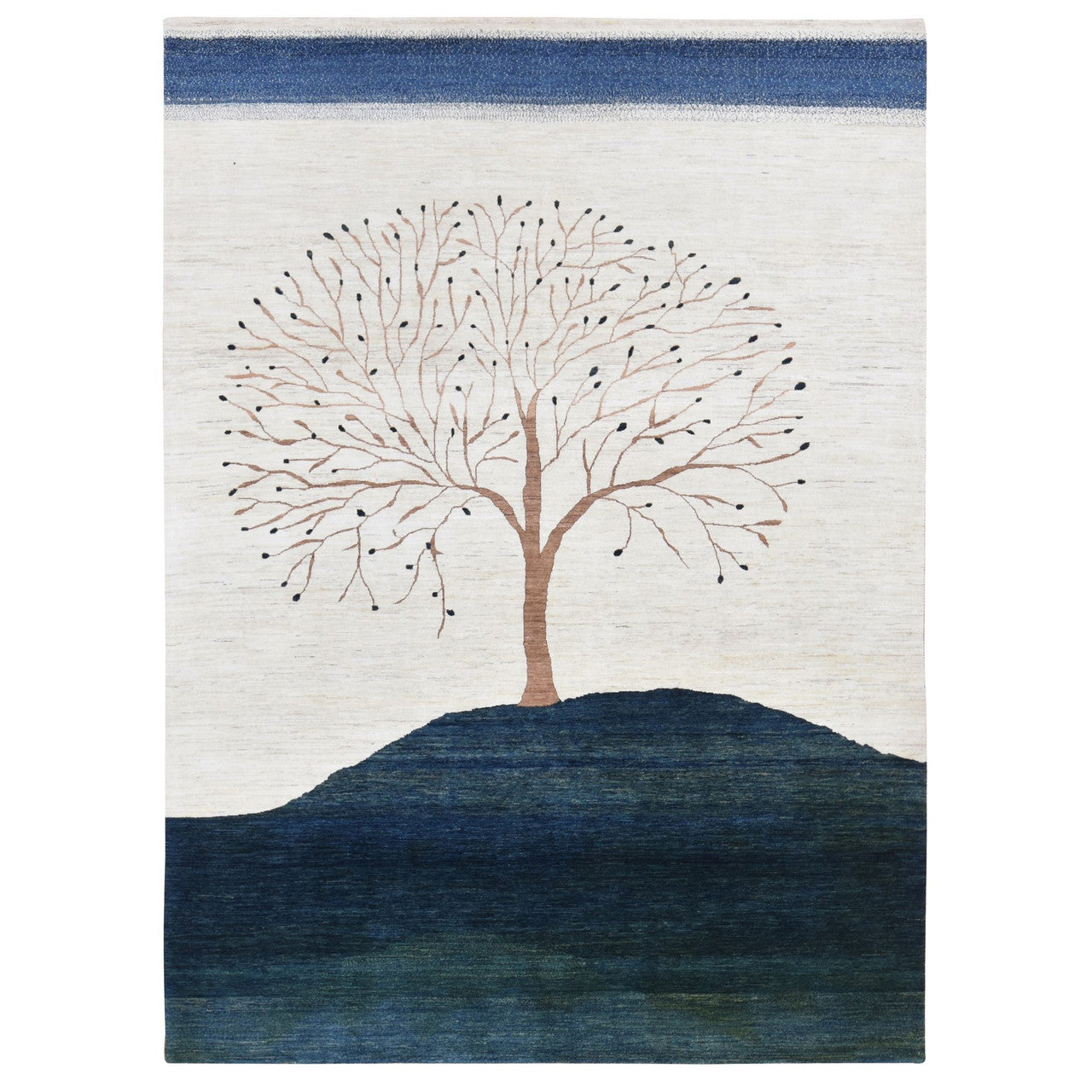 Transitional Wool Hand Knotted Rug Ivory No Border 9.8X13.8 -O087084