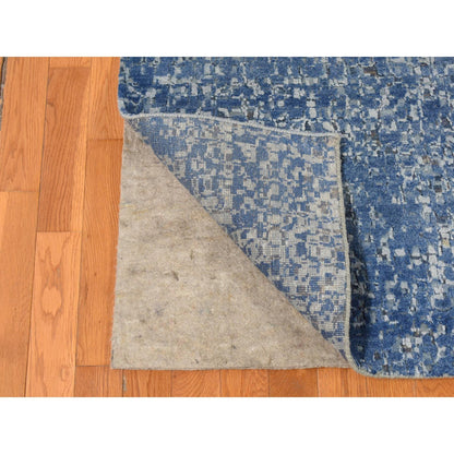 Modern and Contemporary Wool & Silk Hand Knotted Rug Blue No Border 10.0X14.0 -O087085