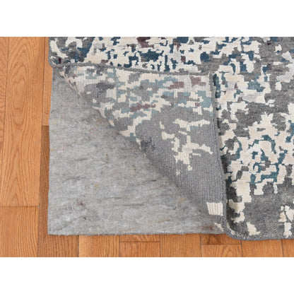 Modern and Contemporary Wool & Silk Hand Knotted Rug Grey No Border 9.10X13.7 -O087086