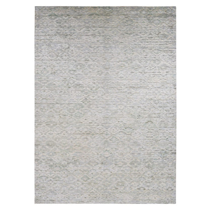 Modern and Contemporary Wool & Silk Hand Knotted Rug Ivory No Border 9.10X14.0 -O087087