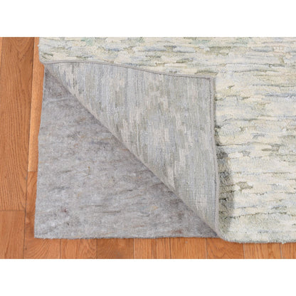 Modern and Contemporary Wool & Silk Hand Knotted Rug Ivory No Border 9.10X14.0 -O087087