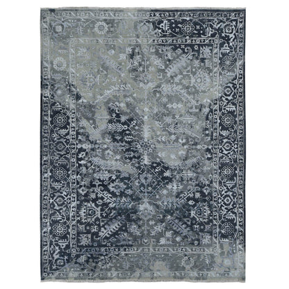 Heriz Wool & Silk Hand Knotted Rug Grey Gray 9.0X12.0 -O087088
