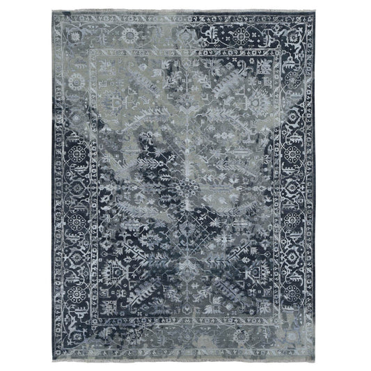 Heriz Wool & Silk Hand Knotted Rug Grey Gray 9.0X12.0 -O087088