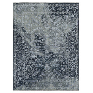 Heriz Wool & Silk Hand Knotted Rug Grey Gray 9.0X12.0 -O087088