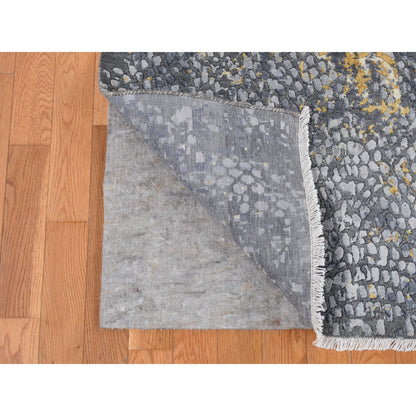 Transitional Wool & Pure Silk Hand Knotted Rug Grey No Border 9.0X11.10 -O087089