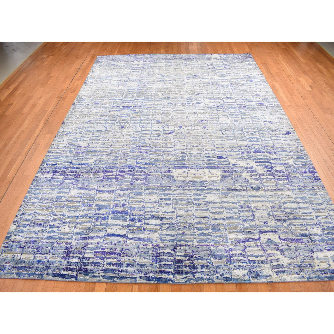 Modern and Contemporary Sari Silk Hand Knotted Rug Purple No Border 10.2X13.10 -O087090