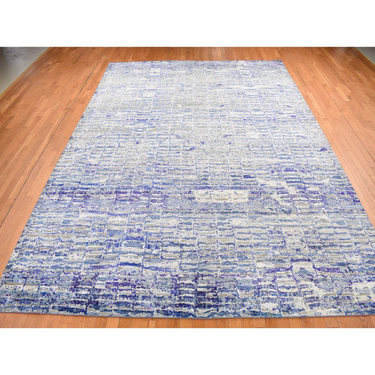Modern and Contemporary Sari Silk Hand Knotted Rug Purple No Border 10.2X13.10 -O087090