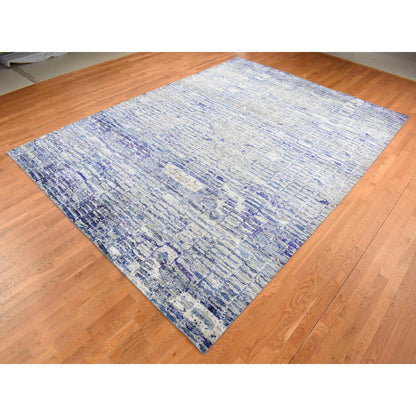 Modern and Contemporary Sari Silk Hand Knotted Rug Purple No Border 10.2X13.10 -O087090
