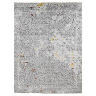 Modern and Contemporary Wool & Art Silk Hand Knotted Rug Grey No Border 8.9X11.10 -O087091